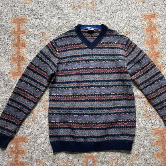 Junya Watanabe x COMME des GARÇONS V-Neck Sweater with Suede Elbow Pads - Picture 2 of 3